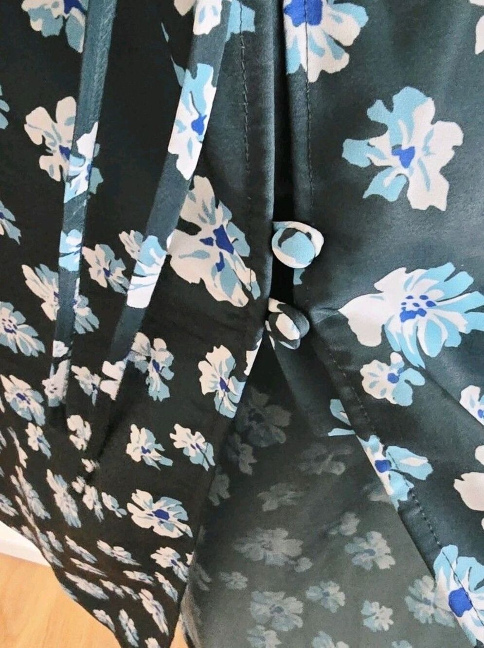 Outerknown Dress Size Large Green Floral Romantic Puffed Sleeves Flowy Summer - Picture 6 of 9